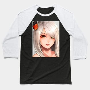 White Hair Anime Girl Baseball T-Shirt